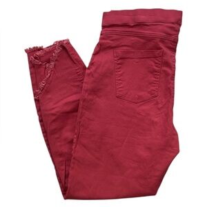 Utopia by HUE Plus 1X Raw Criss Cross Denim Skimmer Pants Lipgloss Pull-On